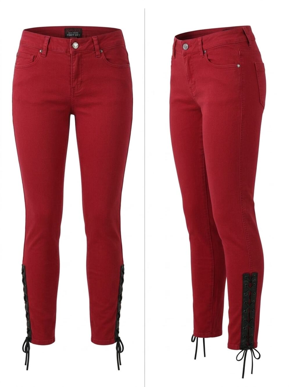 Tripp NYC Joan Jett Red Lace Up Ankle Skinny Pants Women Size 5